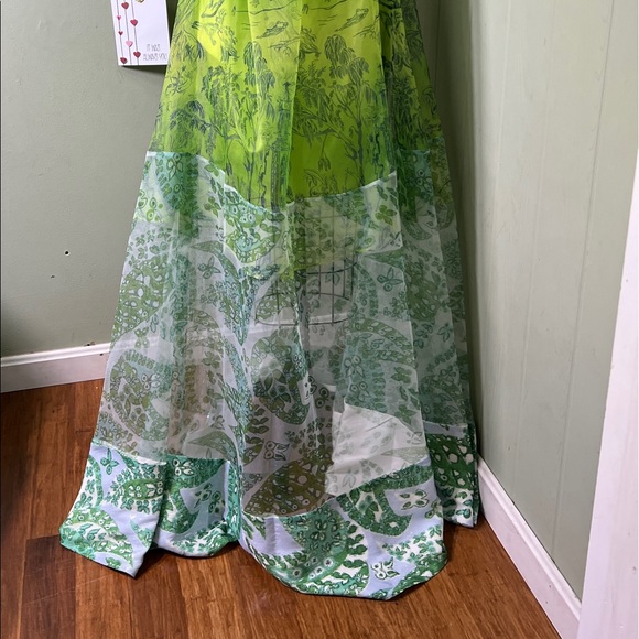 Rare STAUD Neem Printed Georgette Organza Sequined Hem Maxi Dress Unique - Picture 8 of 12
